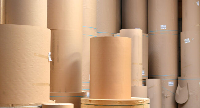 Spools of paper in the generic corrugated board plant